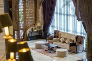 Lobby area of a hotel, office. Interior design concept